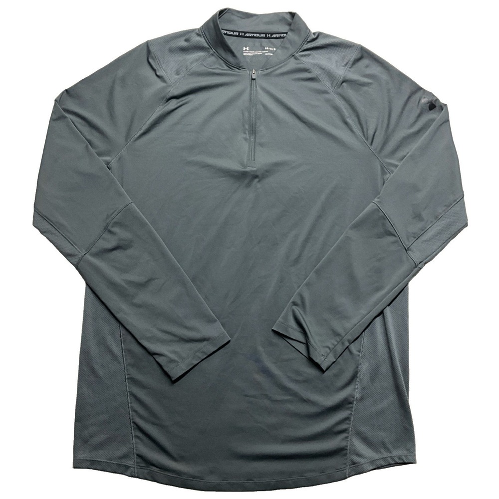 Under Armour Mens Gray Long Sleeve Pullover Quarter Zip Shirt Size L